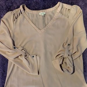 Lily white long sleeve blouse tan/beige/nude